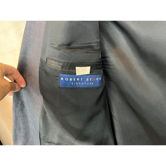 Robert Stock Signature Blue Linen Blend Suit Sport Coat Blazer  41R  Business - Picture 4 of 7